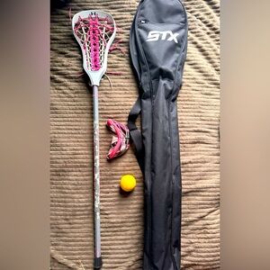 Lacrosse Stick, Ball, Goggles, and Bag